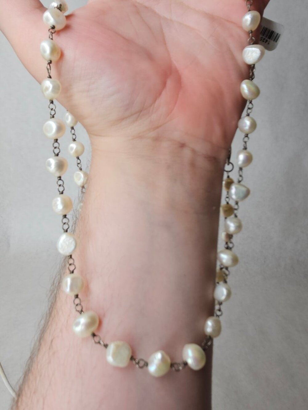 Silpada 925 Sterling Silver Oblong Pearl Necklace Chain 31 inches
